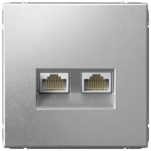 Розетка информационная RJ45 двойная категория 6a (Алюминий)