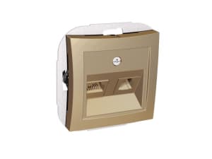 Розетка двойная RJ11+RJ45 телефон+компьютер, кат. 5e, механизм, шампань