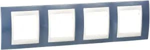 Рамки Unica Хамелеон, горизонтальная 4 поста - голубой лед с бежевой вставкой