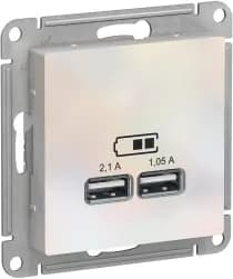 Зарядное устройство USB Schneider, USB-A x 2, 2.1A, 2.1A (Жемчуг)