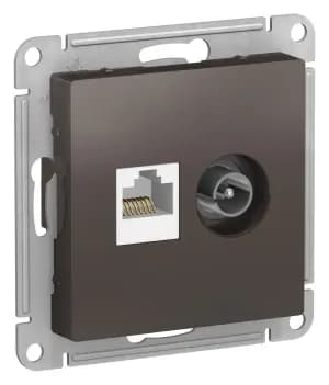 Розетка двойная Schneider AtlasDesign RJ45+TV (Мокко) кат. 5е
