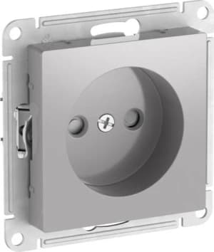 Розетка электрическая Schneider со шторками на автозажимах без заземления (Алюминий)