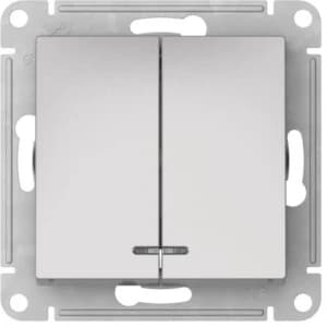 Двухклавишный выключатель с подсветкой на автозажимах (Алюминий)