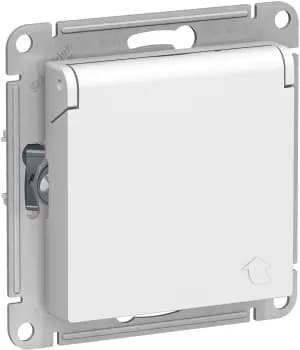 Розетка электрическая Schneider со шторками с откидной крышкой (Белый)