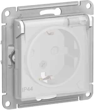 Влагозащищенная розетка электрическая IP44 Schneider со шторками с откидной крышкой (Белый)