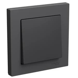 Одноклавишный выключатель в комплекте с рамкой (Базальт)