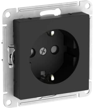 Розетка электрическая Schneider со шторками на автозажимах (Карбон)