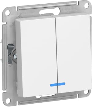 Двухклавишный выключатель с подсветкой (Белый)