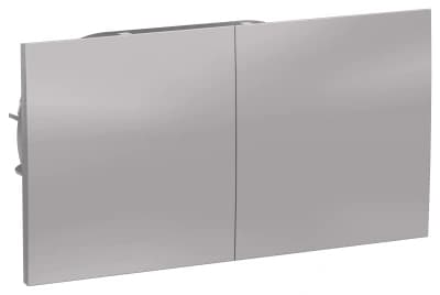 Розетка электрическая двойная со шторками с сдвижными крышками Schneider AtlasDesign (Алюминий)