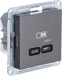 Зарядное устройство USB Schneider, USB-C 3.25A 65Вт, 3.25A (Мокко)