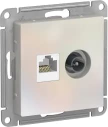 Розетка двойная Schneider AtlasDesign RJ45+TV (Жемчуг) кат. 5е
