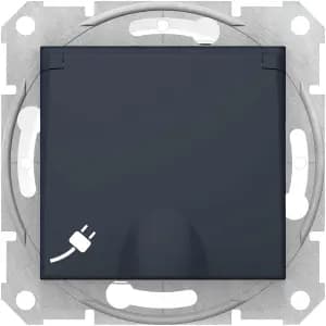 Влагозащищенная розетка электрическая IP44 Schneider со шторками с откидной крышкой (Графит)