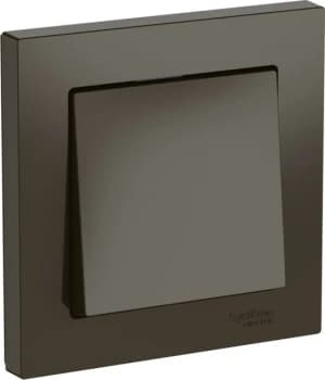 Одноклавишный выключатель в комплекте с рамкой на автозажимах (Мокко)