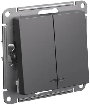 Двухклавишный выключатель с подсветкой (Базальт)