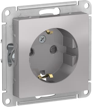 Розетка электрическая Schneider со шторками (Алюминий)
