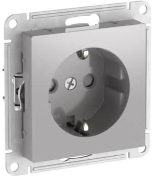 Розетка электрическая Schneider со шторками на автозажимах (Алюминий)