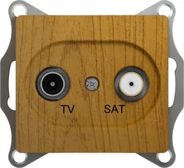 Розетка TV/SAT проходная Glossa (дерево дуб)