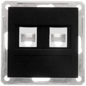 Розетка информационная RJ45 двойная категория 5e Schneider W59 (Чёрный бархат)