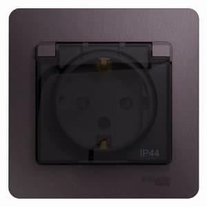 Влагозащищенная розетка электрическая IP44 Schneider со шторками с откидной крышкой (Сиреневый туман)