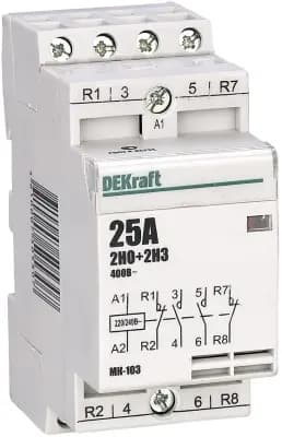 Модульный контактор 2НО+2НЗ 25А 230В МК-103 DEKraft