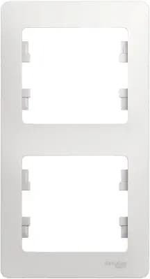 Рамка Systeme Glossa, 2 поста, вертикальная, белая