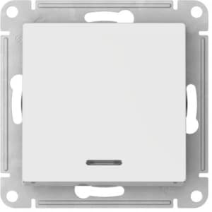 Одноклавишный выключатель с подсветкой на автозажимах (Белый)