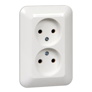 ПРИМА двойная РОЗЕТКА С/У без з/к без шт. 16А 250В, БЕЛЫЙ, розн.упак. Россия