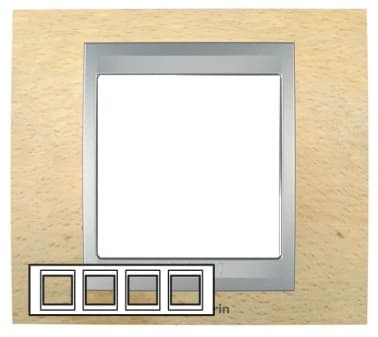 Рамка Unica Top, горизонтальная 4 поста - бук с алюминиевой вставкой