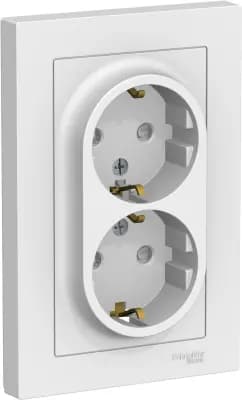 Розетка электрическая Schneider со шторками двойная (Белый)