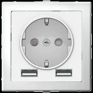 Розетка электрическая Schneider AtlasDesign через адаптер с зарядным устройством USB-A+A (Белый)