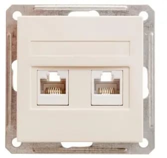 Розетка информационная RJ45 двойная категория 5e Schneider W59 (Слоновая кость)