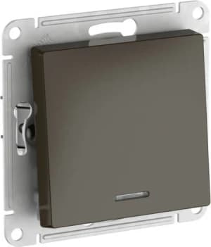 Одноклавишный выключатель с подсветкой на автозажимах (Мокко)