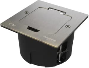 MultiDesk Лючок на 2 модуля IP44 с монтажной коробкой для стены, фальшпола, стола Античная ЛАТУНЬ, т