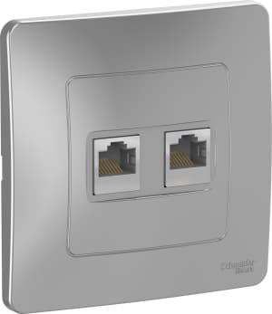 Розетка информационная RJ45 двойная категория 5e (Алюминий)
