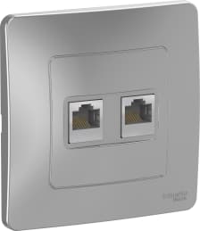 Розетка информационная RJ45 двойная категория 5e (Алюминий)