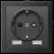 ATN001430/GAL001408 Розетка электрическая с заземлением AtlasDesign через адаптер 2 х USB 2.4A max Systeme ArtGallery (Базальт)