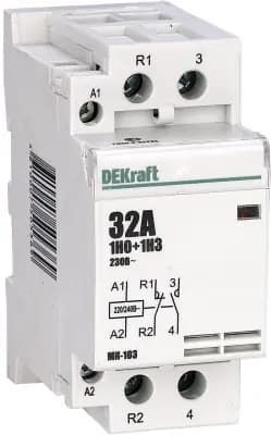 Модульный контактор 1НО+1НЗ 32А 230В МК-103 DEKraft