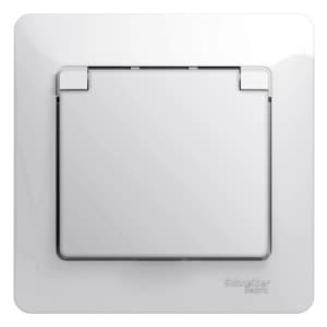 Розетка электрическая Schneider со шторками с откидной крышкой (Белый)