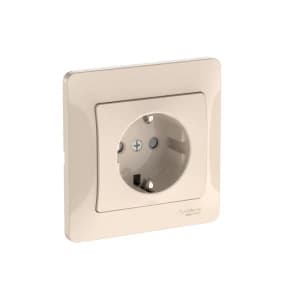 Розетка электрическая Schneider со шторками (Бежевый)