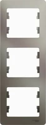 Рамка Systeme Glossa, 3 поста, вертикальная (платина)