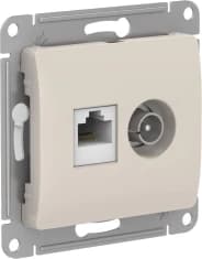 Розетка двойная Schneider Glossa RJ45+TV (Молочный) кат. 5е