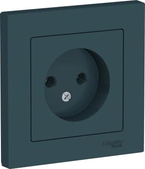 Розетка электрическая Schneider без заземления с рамкой (Изумруд)