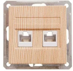Розетка информационная RJ45 двойная категория 5e Schneider W59 (Сосна)