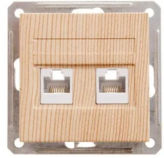Розетка информационная RJ45 двойная категория 5e Schneider W59 (Сосна)
