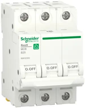 Автоматический выключатель Schneider Resi9 - 3P - 20A - B - 6kA - 3M - 400В