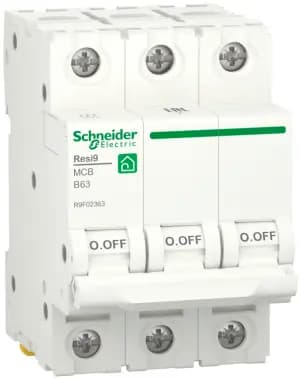 Автоматический выключатель Schneider Resi9 - 3P - 63A - B - 6kA - 3M - 400В