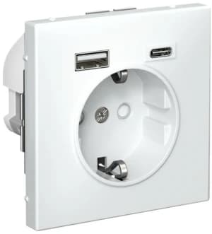 Розетка электрическая Schneider со шторками с зарядным устройством USB-A+C (Белый)