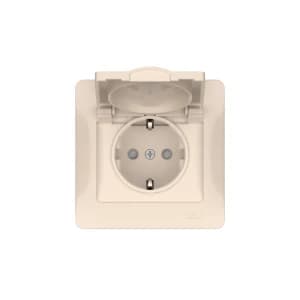 Розетка электрическая Schneider с откидной крышкой (Бежевый)
