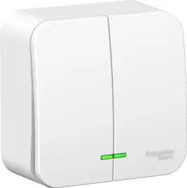 Выключатели двухклавишные с подсветкой Schneider Blanca (накладной монтаж) (Белый)