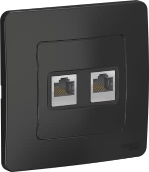 Розетка информационная RJ45 двойная категория 5e (Антрацит)